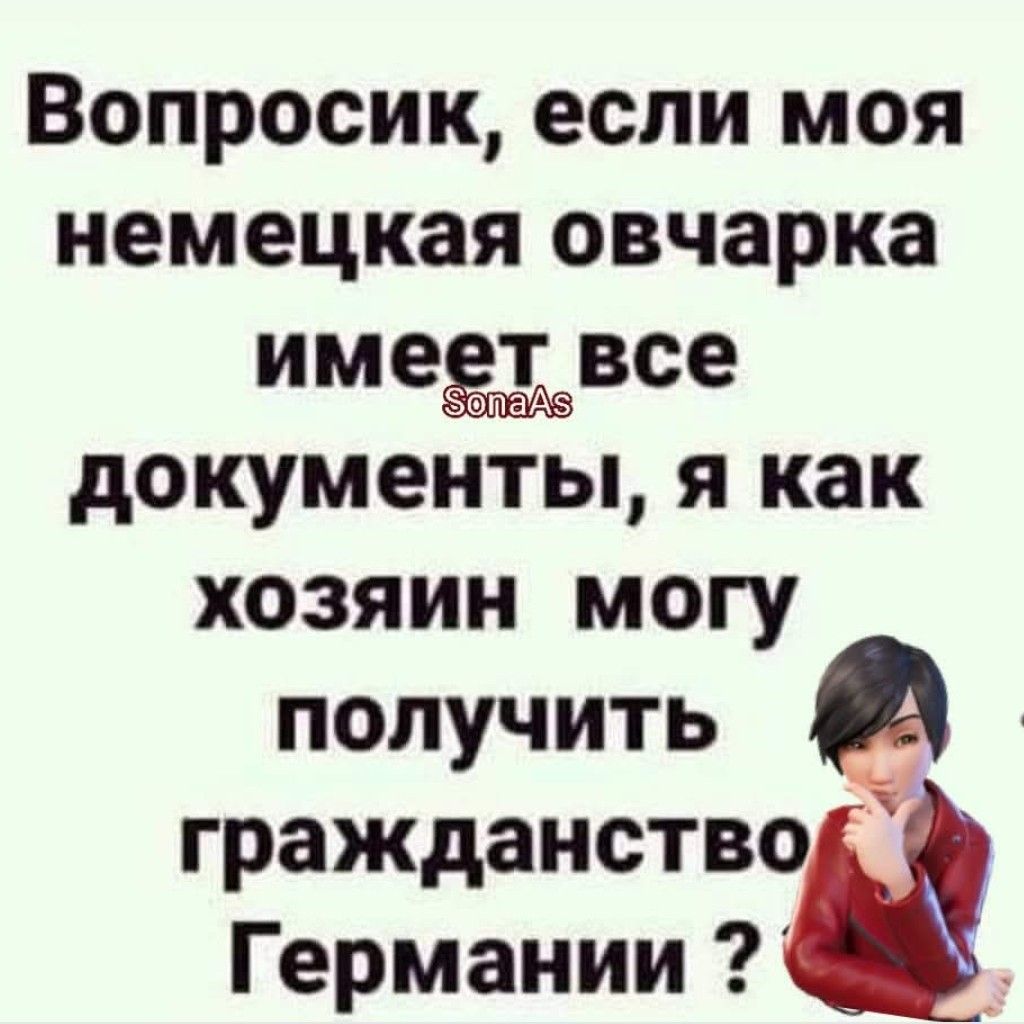 Вопросик, если моя немецкая овчарка имеет все документы, я как хозяин могу получить гражданство Германии ?