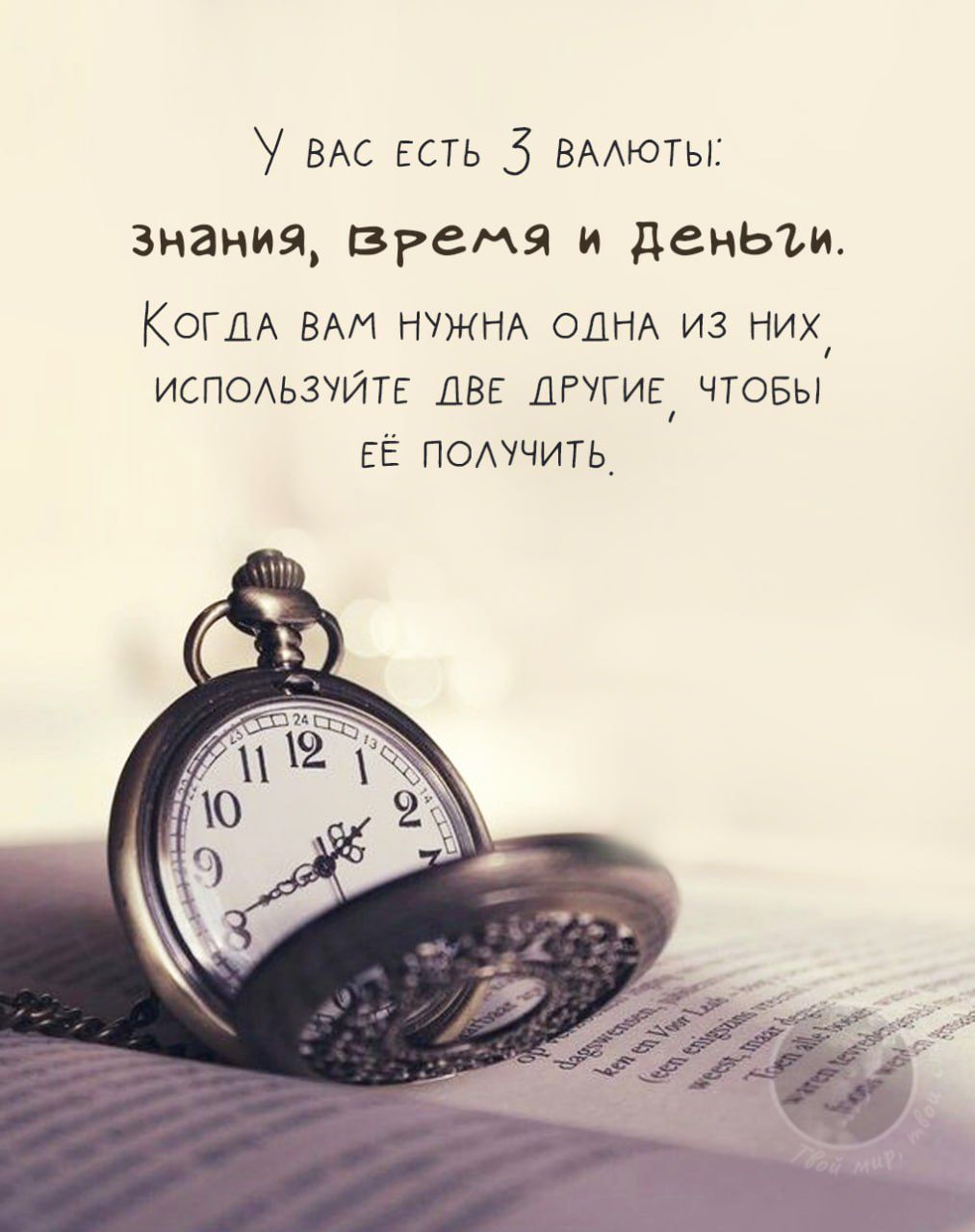 У вас есть 3 валюты: знания, время и деньги. Когда вам нужна одна из них, используйте две другие, чтобы её получить.