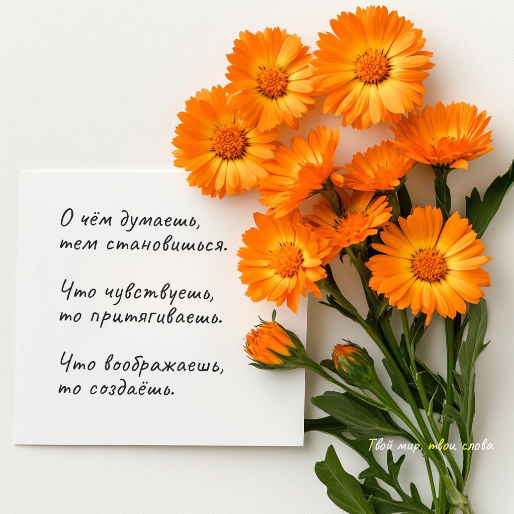 О чём думаешь, тем становишься. Что чувствуешь, то притягиваешь. Что воображаешь, то создаёшь.