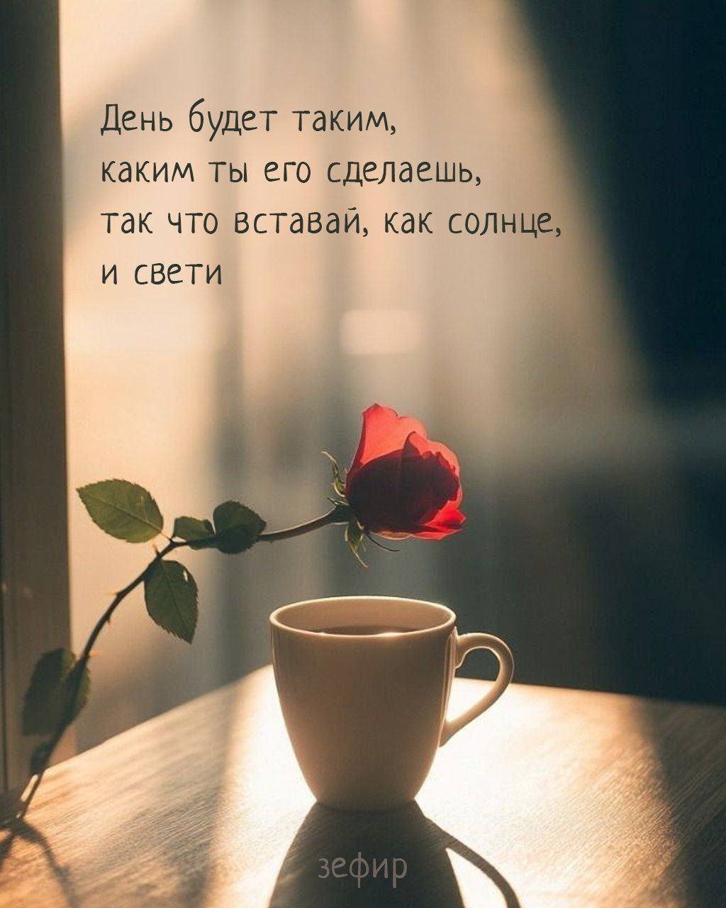 День будет таким, каким ты его сделаешь, так что вставай, как солнце, и свети

зефир