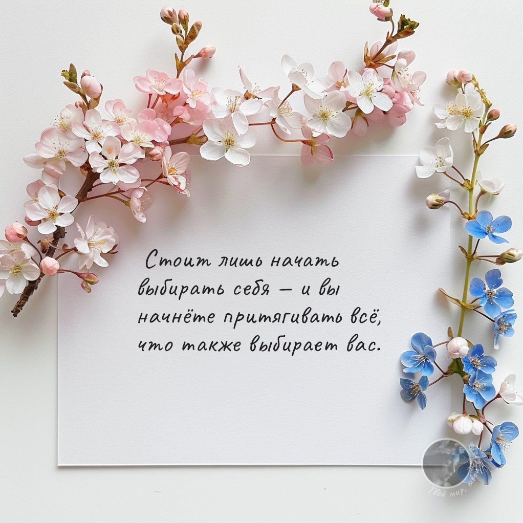 Стоит лишь начать выбирать себя — и вы начнёте притягивать всё, что также выбирает вас.