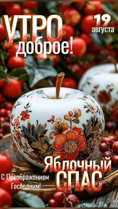 УТРО доброе! 19 августа У каждого своя МОРА Яблочный СПАС С Преображением Господним!