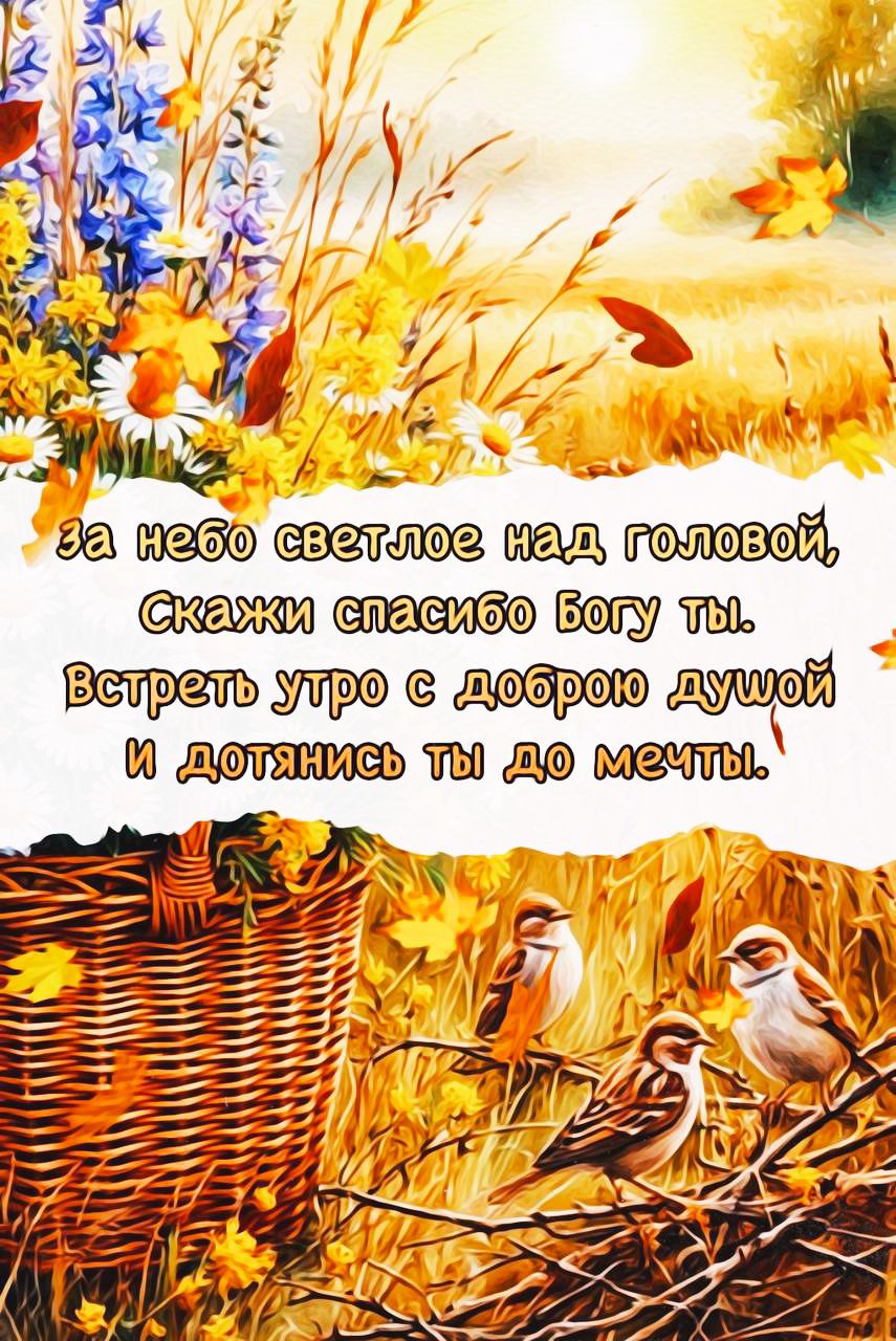 За небо светлое над головой, скажи спасибо Богу ты. Встречь утро с доброй душой и дотянись ты до мечты.