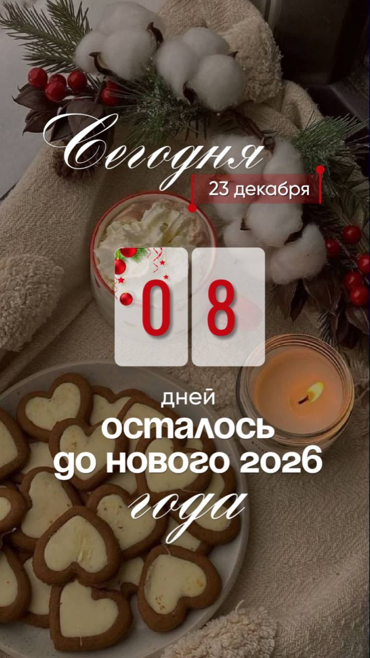 Сегодня 23 декабря 08 дней осталось до нового 2026 года
