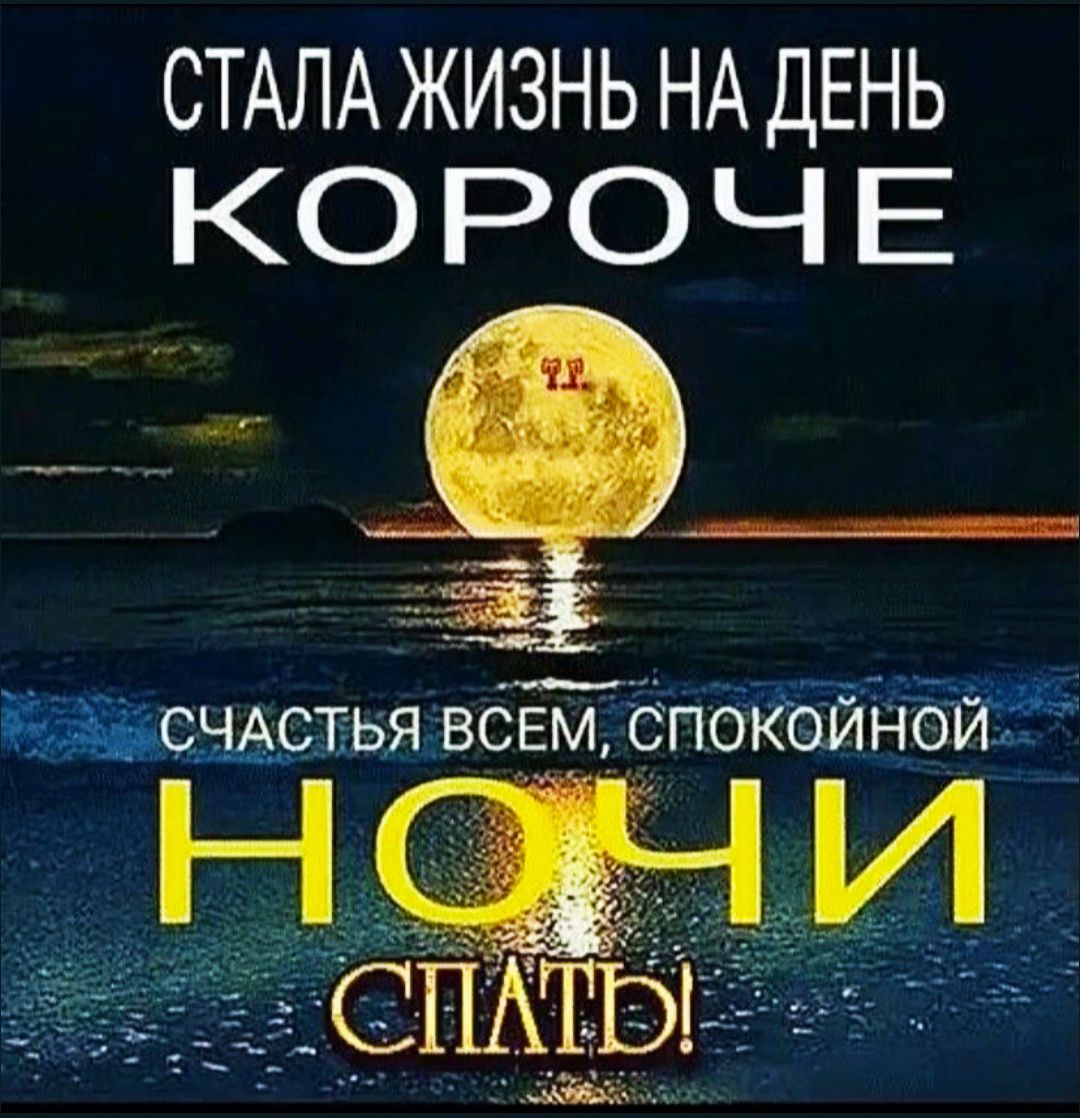 СТАЛА ЖИЗНЬ НА ДЕНЬ КОРОЧЕ СЧАСТЬЯ ВСЕМ, СПОКОЙНОЙ НОЧИ СПАТЬ!