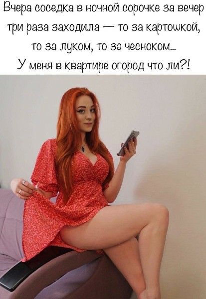 Вчера соседка в ночной сорочке за вечер три раза заходила — то за картошкой, то за луком, то за чеснок... У меня в квартире огород что ли?!