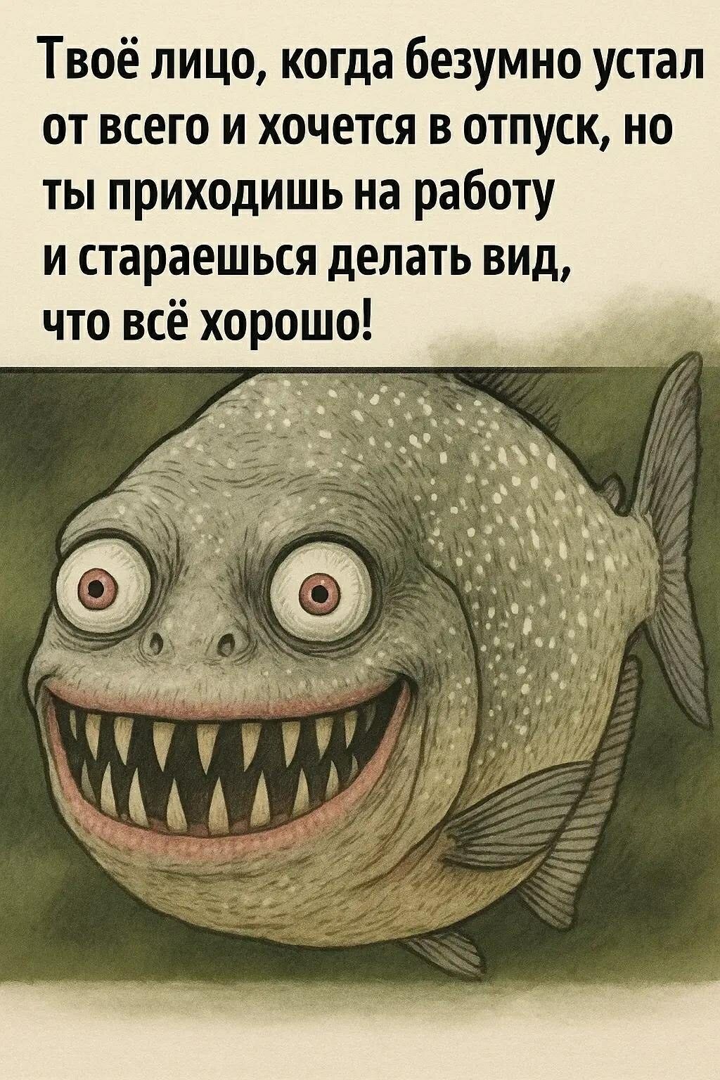 Твоё лицо, когда безумно устал от всего и хочешь в отпуск, но ты приходишь на работу и стараешься делать вид, что всё хорошо!
