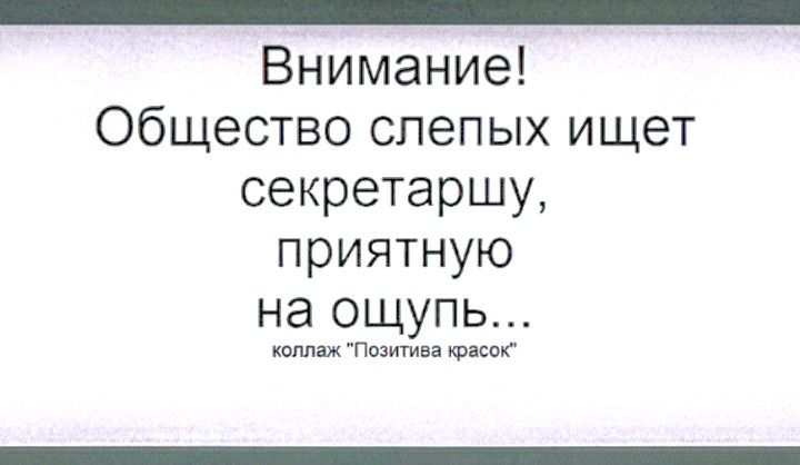 Внимание! Общество слепых ищет секретаршу, приятную на ощупь... коллаж «Позитива красок»