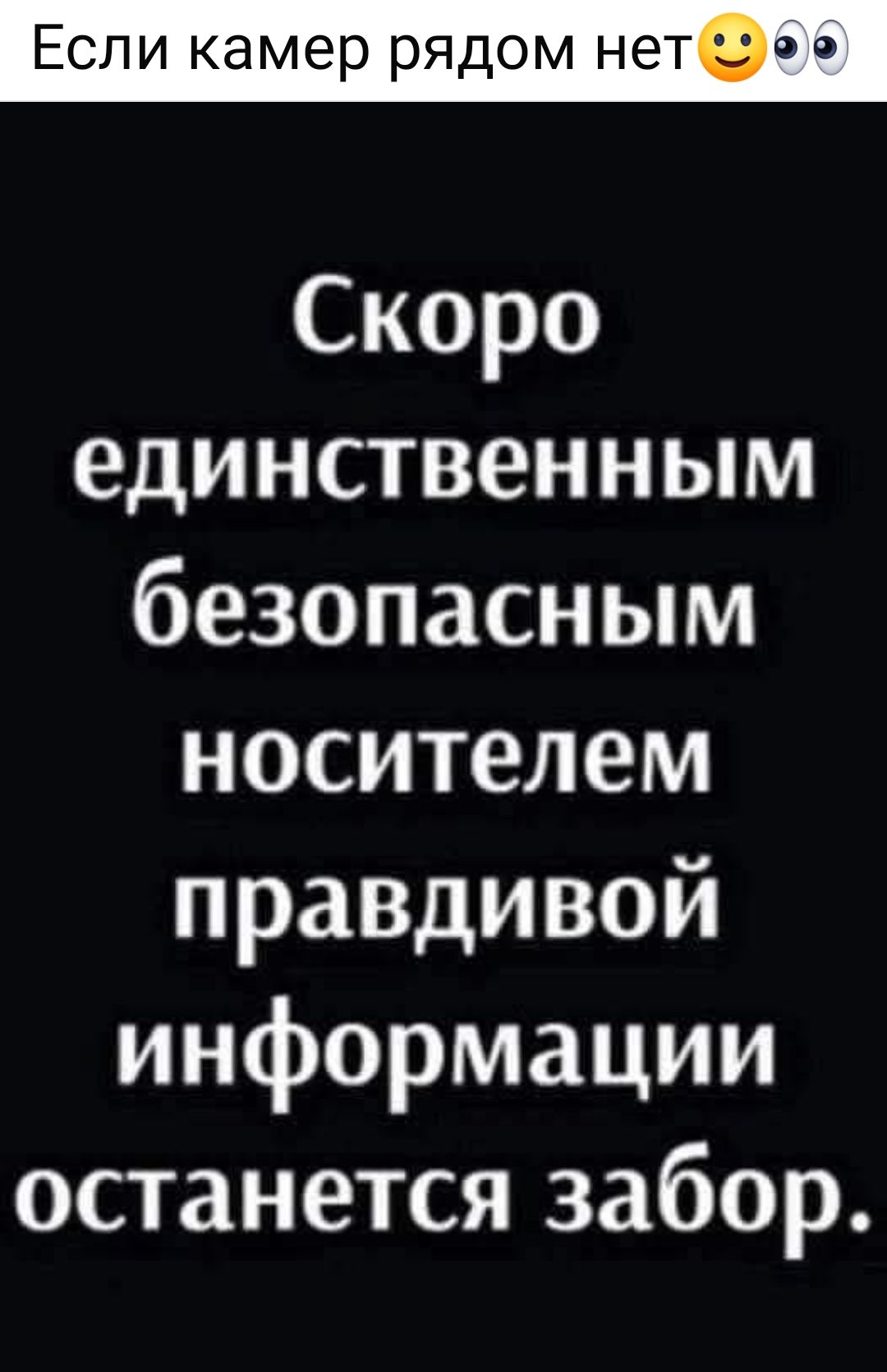 Скоро единственным безопасным носителем правдивой информации останется забор.
