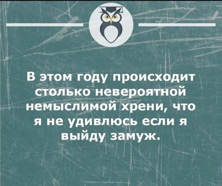 В этом году происходит столько невероятной немыслимой хрени, что я не удивлюсь если я выйду замуж.