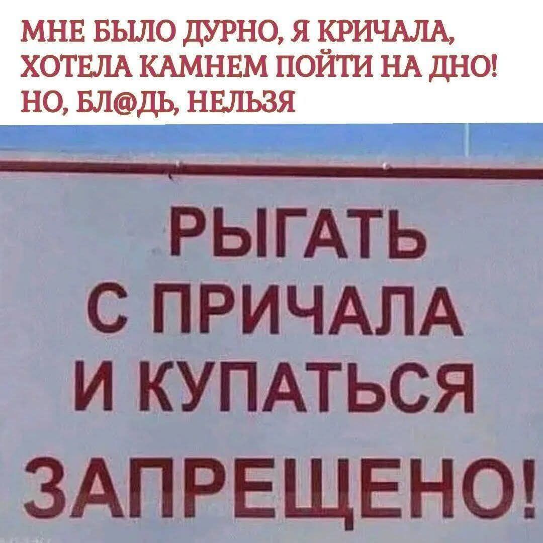 МНЕ БЫЛО ДУРНО, Я КРИЧАЛА, ХОТЕЛА КАМНЕМ ПОЙТИ НА ДНО! НО, БЛ@ДЬ, НЕЛЬЗЯ РЫГАТЬ С ПРИЧАЛА И КУПАТЬСЯ ЗАПРЕЩЕНО!