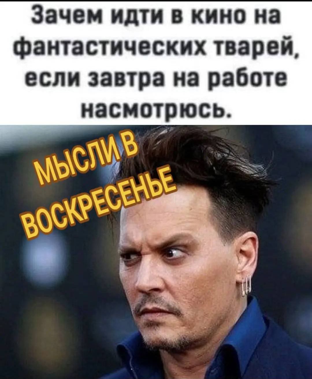 Зачем идти в кино на фантастических тварей, если завтра на работе насмотрюсь.
МЫСЛИ В ВОСКРЕСЕНЬЕ