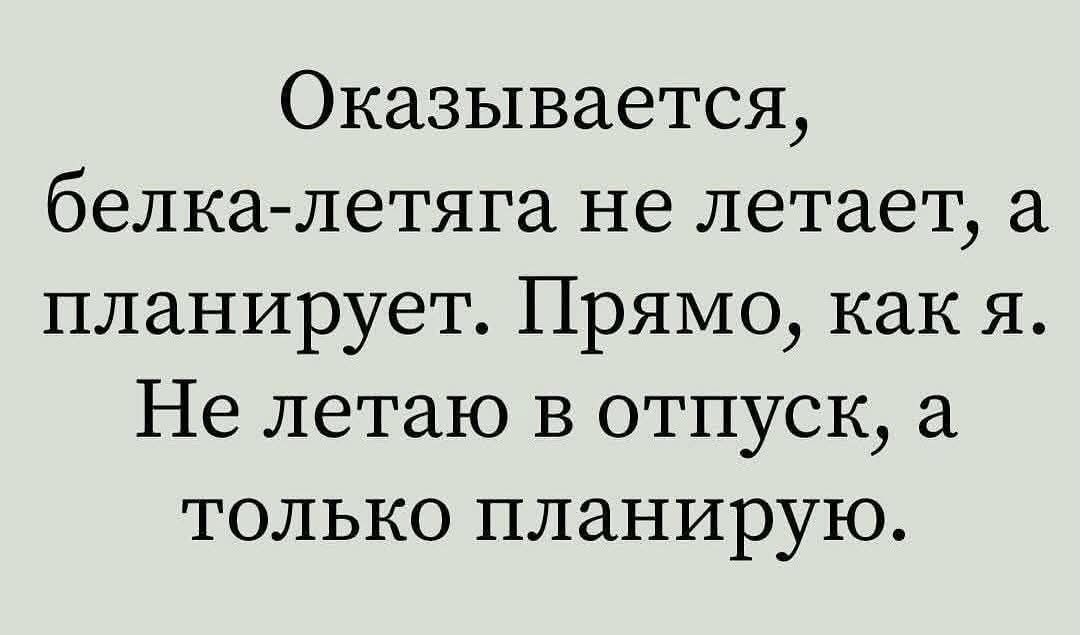 Оказывается, белка-летага не летает, а планирует. Прямо, как я. Не летаю в отпуск, а только планирую.
