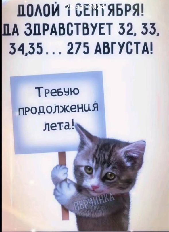 ДОЛОЙ 1 СЕНТЯБРЯ! Да здравствует 32, 33, 34, 35... 275 АВГУСТА! Требую продолжения лета!