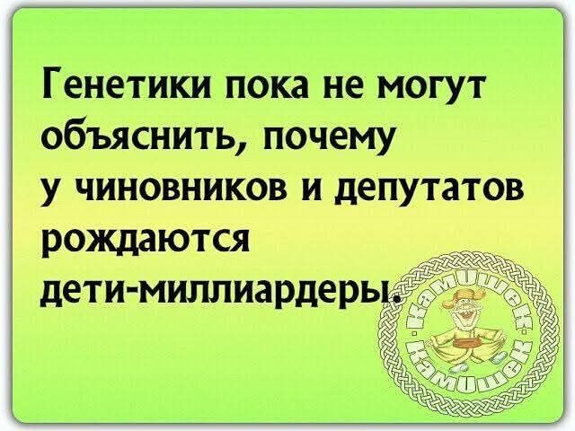 Генетики пока не могут объяснить, почему у чиновников и депутатов рождаются дети-миллиардеры.