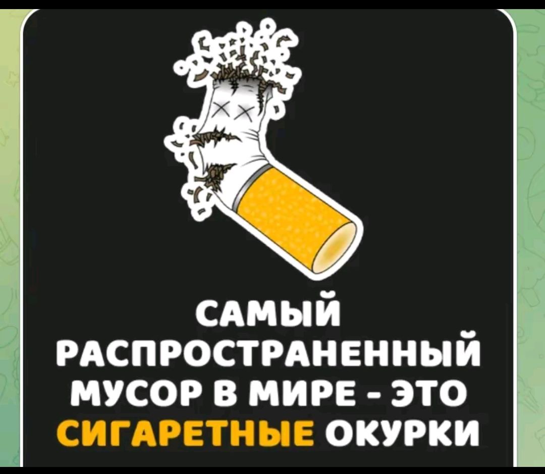 САМЫЙ РАСПРОСТРАНННЫЙ МУСОР В МИРЕ - ЭТО СИГАРЕТНЫЕ ОКУРКИ.
