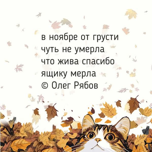 В ноябре от грусти чуть не умерла что живa спасибо ящику мерла © Олег Рябов
