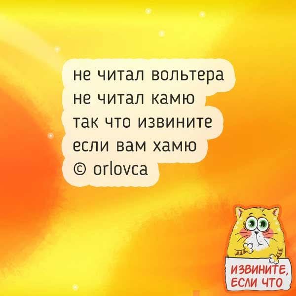 не читал вольтера не читал камю так что извините если вам хамо © orlovca