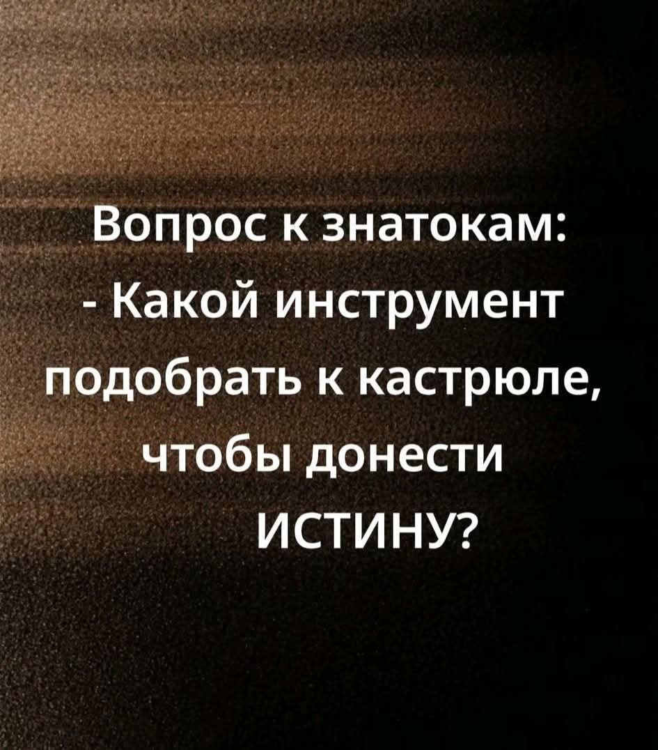 Вопрос к знатокам: - Какой инструмент подобрать к кастрюле, чтобы донести истину?
