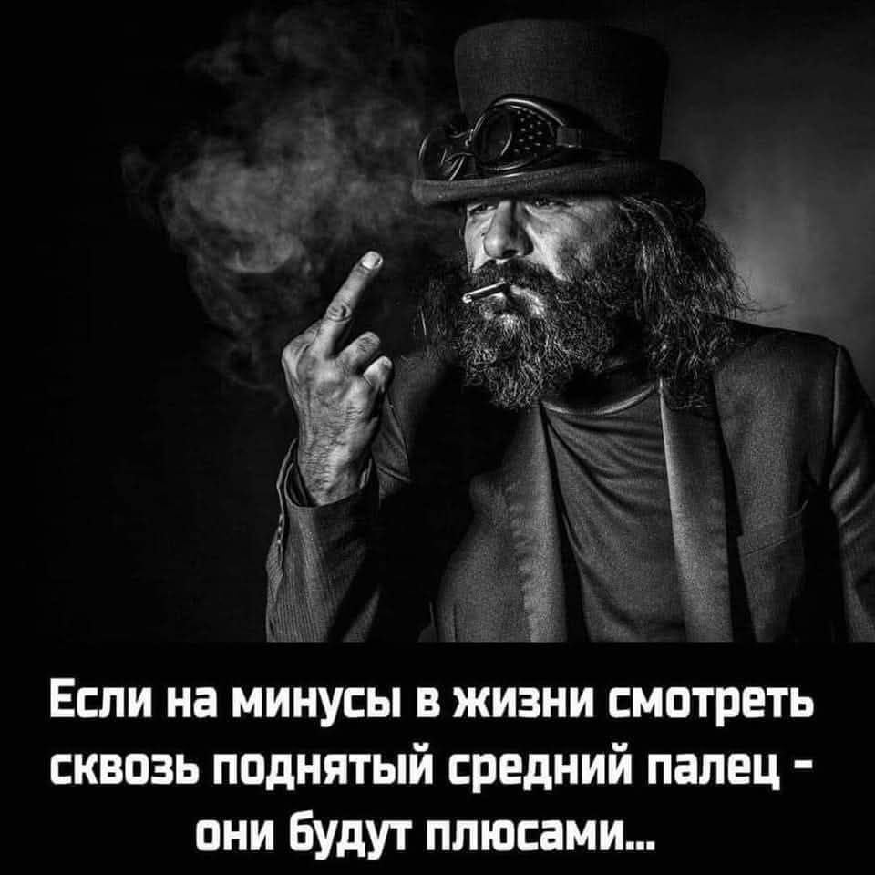 Если на минусы в жизни смотреть сквозь поднятый средний палец - они будут плюсами...