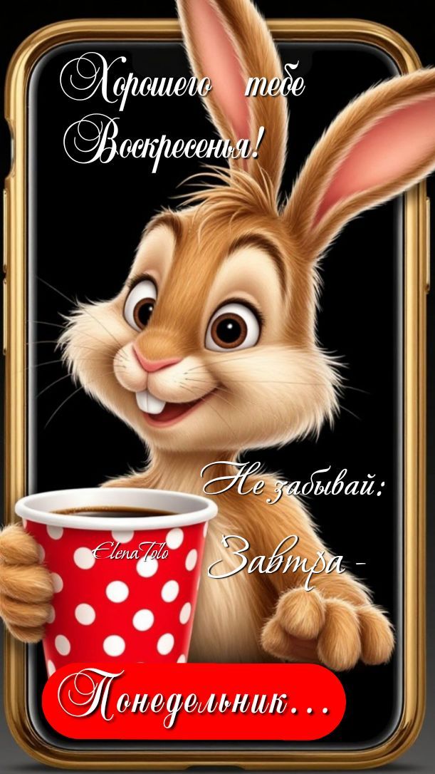 Хорошего тебе Воскресенья! Не забывай: Завтра Понедельник...
