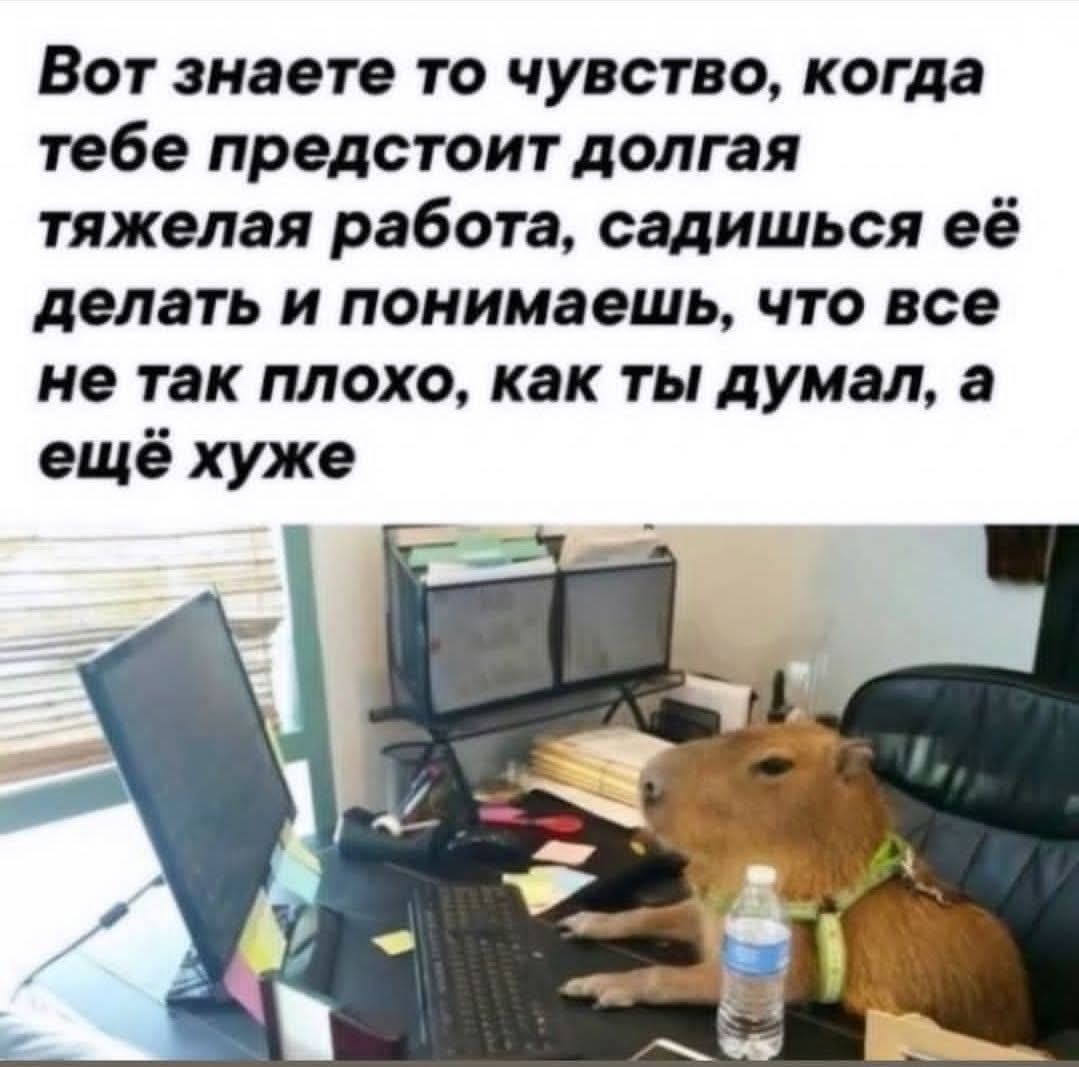 Вот знаете то чувство, когда тебе предстоит долгая тяжёлая работа, садишься её делать и понимаешь, что все не так плохо, как ты думал, а ещё хуже