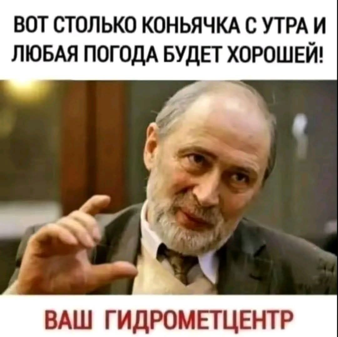 ВОТ СТОЛЬКО КОНЬЯЧКА С УТРА И ЛЮБАЯ ПОГОДА БУДЕТ ХОРОШЕЙ! ВАШ ГИДРОМЕТЦЕНТР