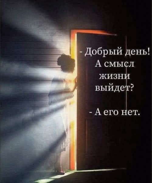 - Добрый день! А смысл жизни выйдет? - А его нет.