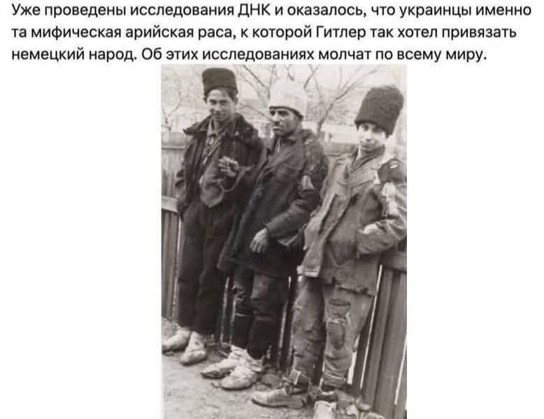 Уже проведены исследования ДНК и оказалось, что украинцы именно та мифическая арийская раса, к которой Гитлер так хотел привязать немецкий народ. Об этих исследованиях молчат по всему миру.