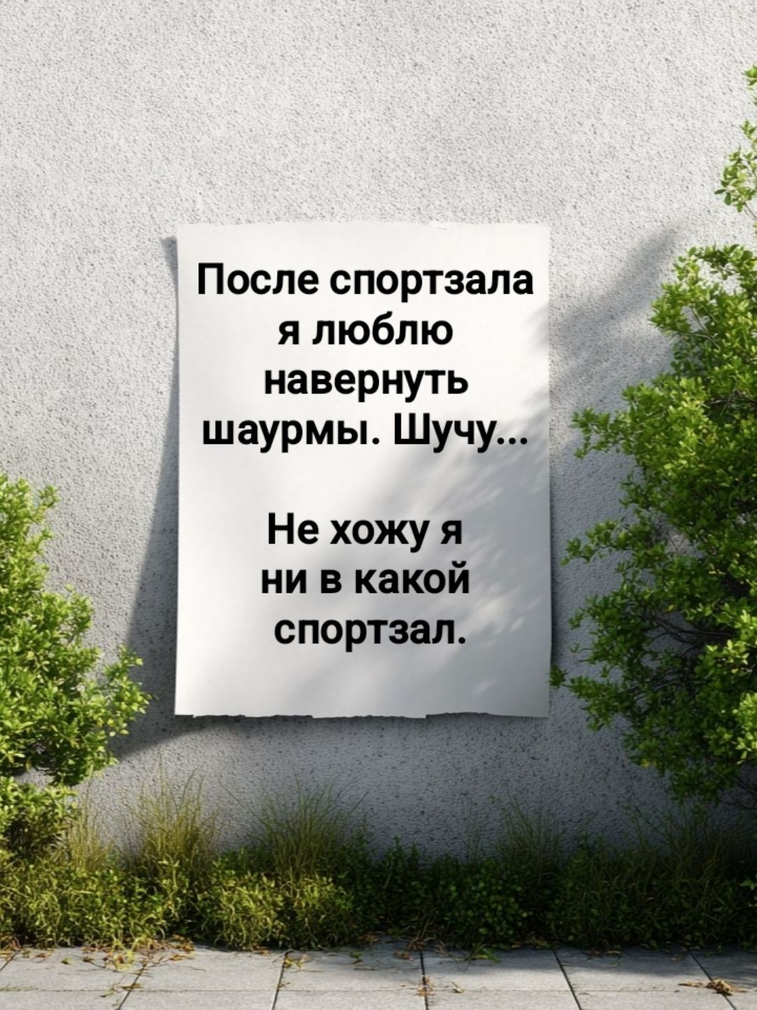 После спортзала я люблю навернуть шаурмы. Шучу...
Не хожу я ни в какой спортзал.