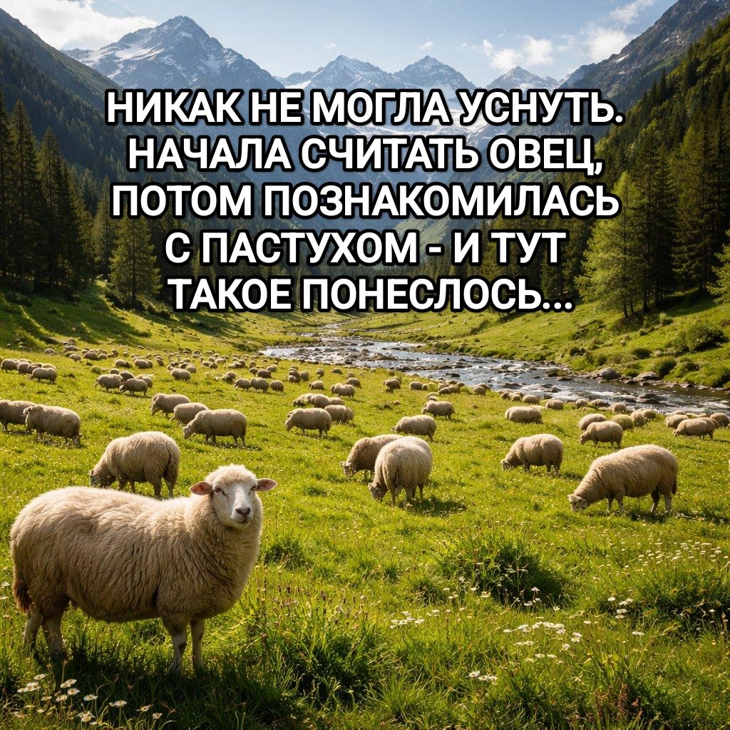 НИКАК НЕ МОГЛА УСНУТЬ. НАЧАЛА СЧИТАТЬ ОВЕЦ, ПОТОМ ПОЗНАКОМИЛАСЬ С ПАСТУХОМ - И ТУТ ТАКОЕ ПОНЕСЛОСЬ...