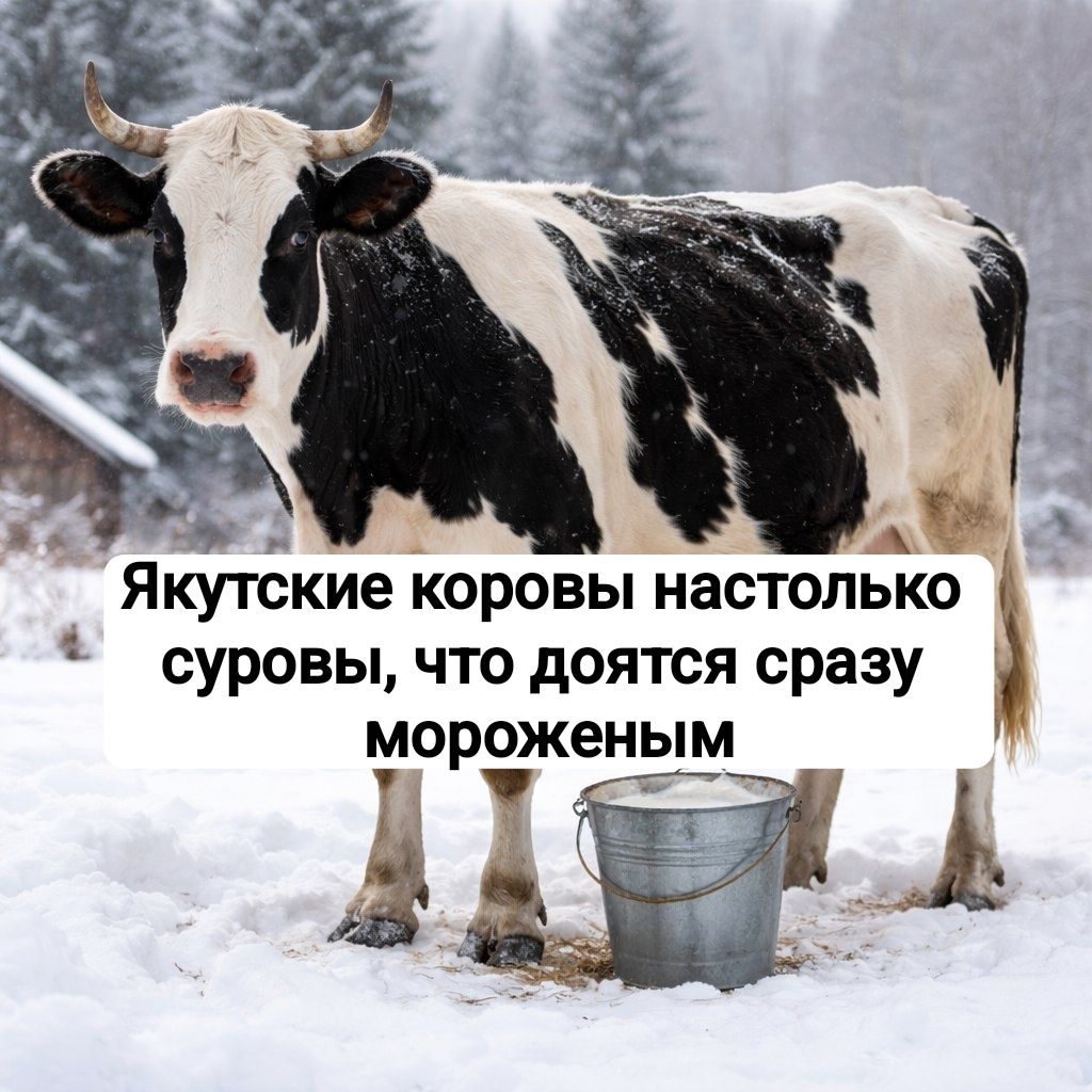 Якутские коровы настолько суровы, что доятся сразу мороженным