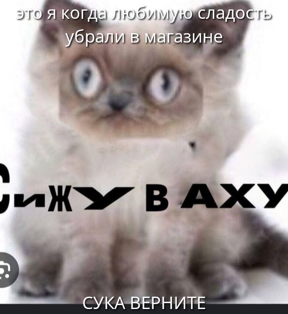 это я когда любимую сладость убрали в магазине СИЖУ В АХУЙ СУКА ВЕРНИТЕ