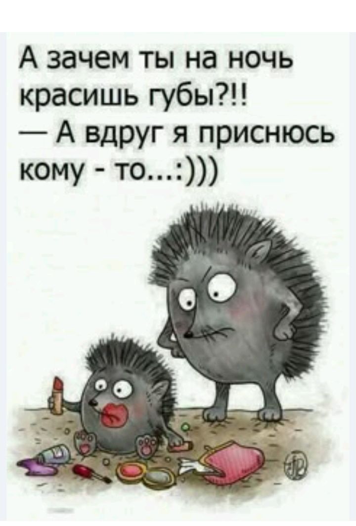 А зачем ты на ночь красишь губы?!
— А вдруг я приснусь кому - то....:)))