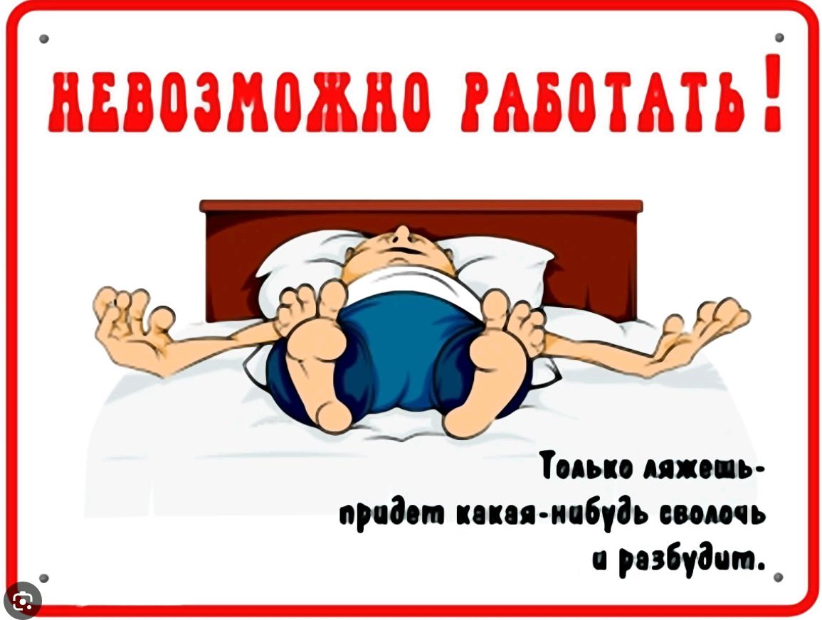 НЕВОЗМОЖНО РАБОТАТЬ!
Только ляжешь — придет какая-нибудь сволочь и разбудит.