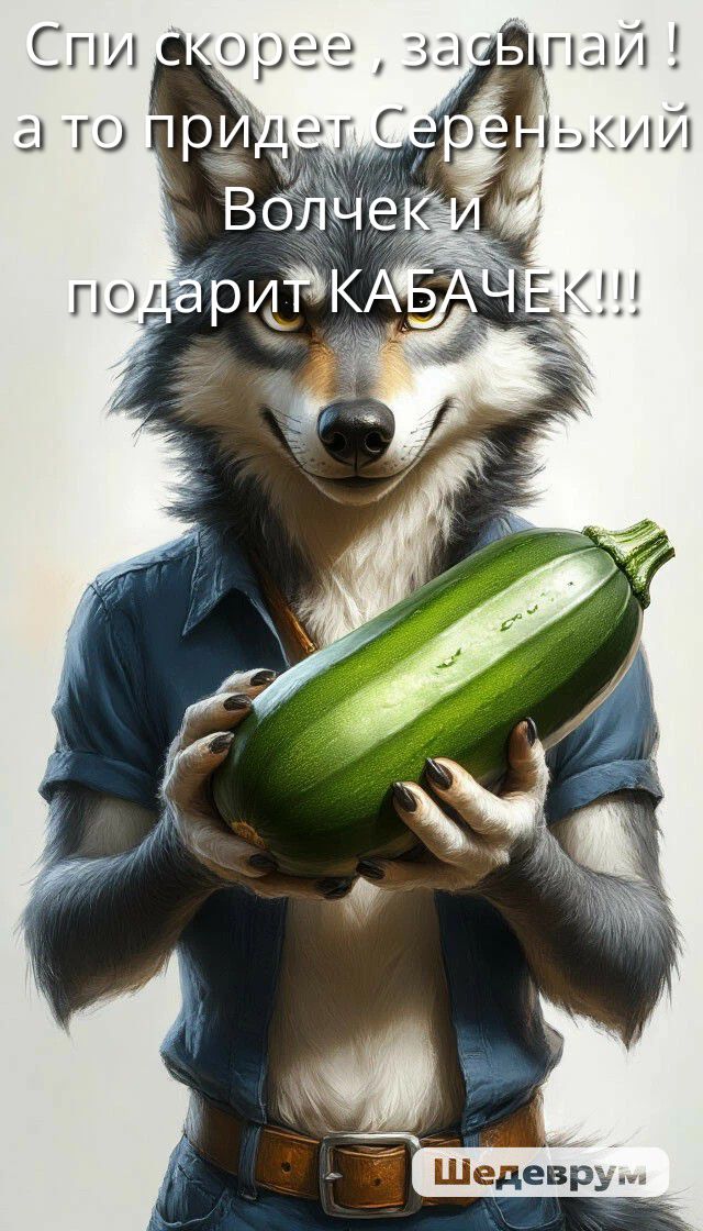 Спи скорее , засыпай ! а то придет Серенький Волчек и подарит КАБАЧЕК!!!