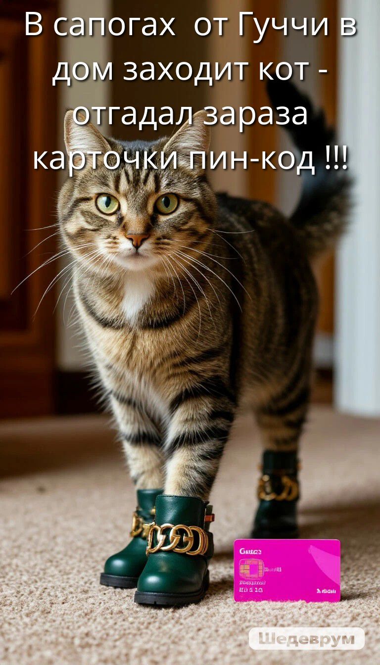 В сапогах от Гуччи в дом заходит кот - отгадал зараза карточки пин-код !!!