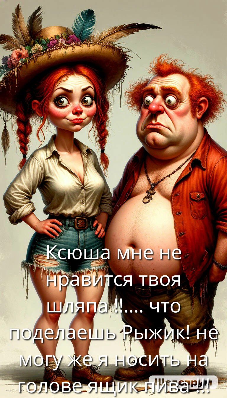 Ксюша мне не нравится твоя шляпа!!!... что поделаешь, Рыжик! не могу же я носить на голове ящик пива!!!