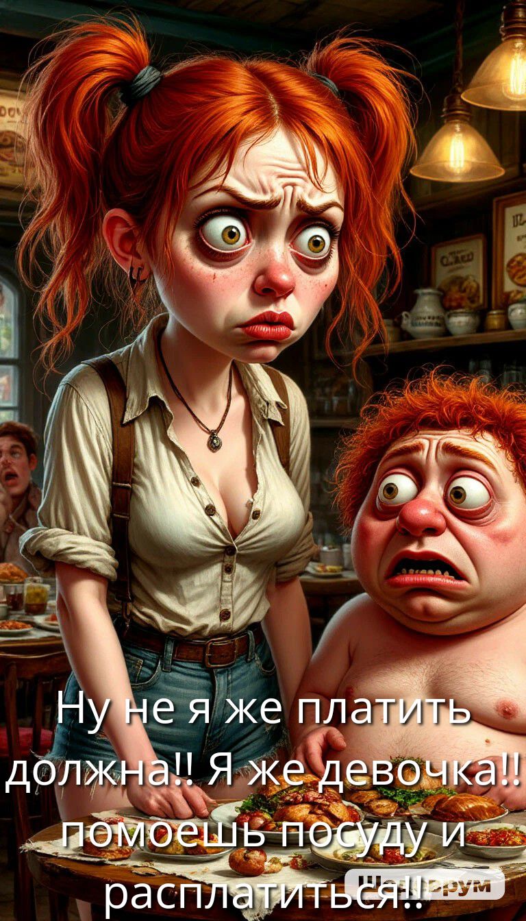 Ну не я же платить должна!! Я же девочка!! поможешь посуду и расплатиться!!
