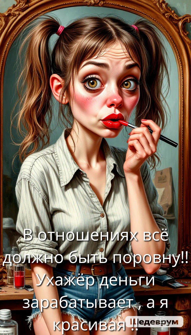 В отношениях всё должно быть поровну!! Ухажёр деньги зарабатывает, а я красивая!!