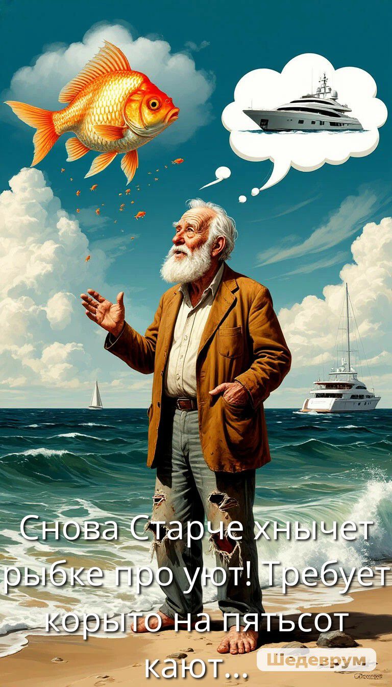 Снова Старче хнычет рыбке про уюм! Требует корыто на пятьсот кают...