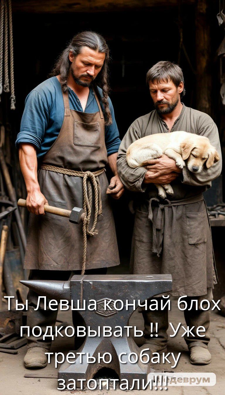 Ты Левша кончай блох подковывать !! Уже третью собаку затоптали!!!