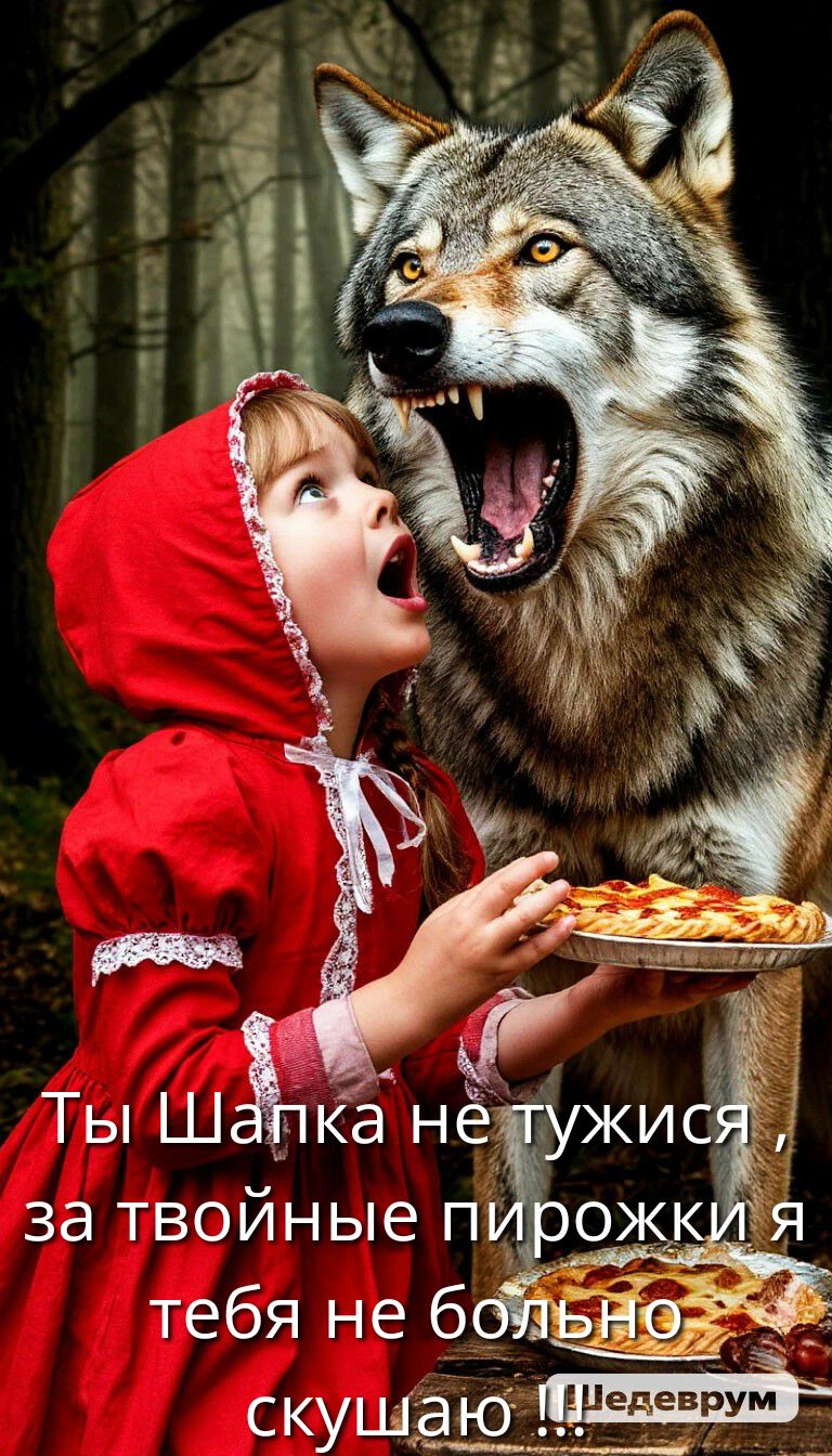 Ты Шапка не тужись , за твои пирожки я тебя не больно скушаю !!!