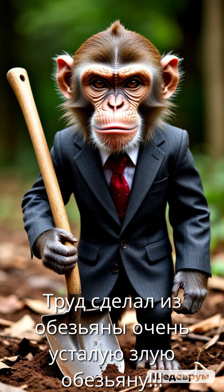 Труд сделал из обезьяны очень усталую злую обезьяну!!!