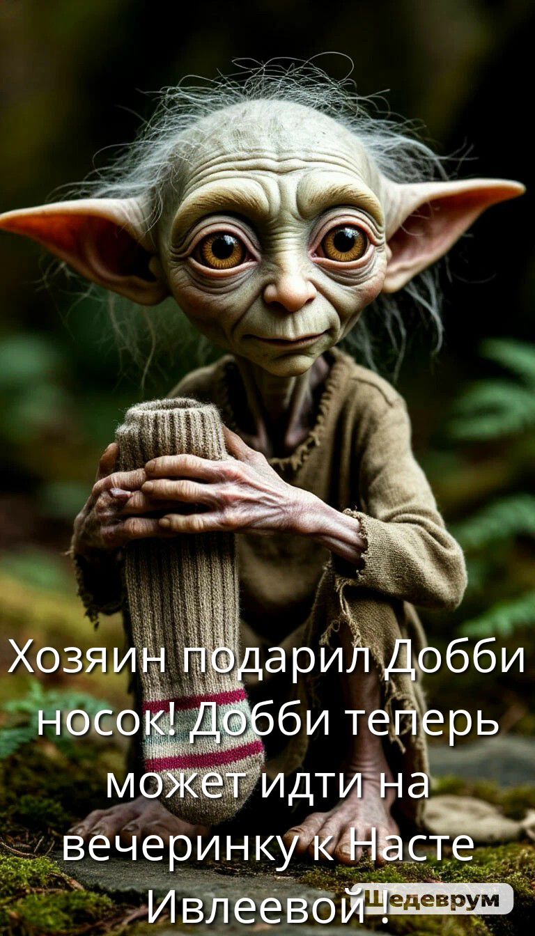 Хозяин подарил Добби носок! Добби теперь может идти на вечеринку к Насте Ивлеевой!
