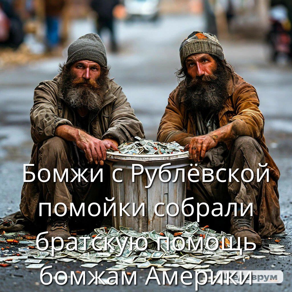 Бомжи с Рублёвской помойки собрали братскую помощь бомжам Америки.