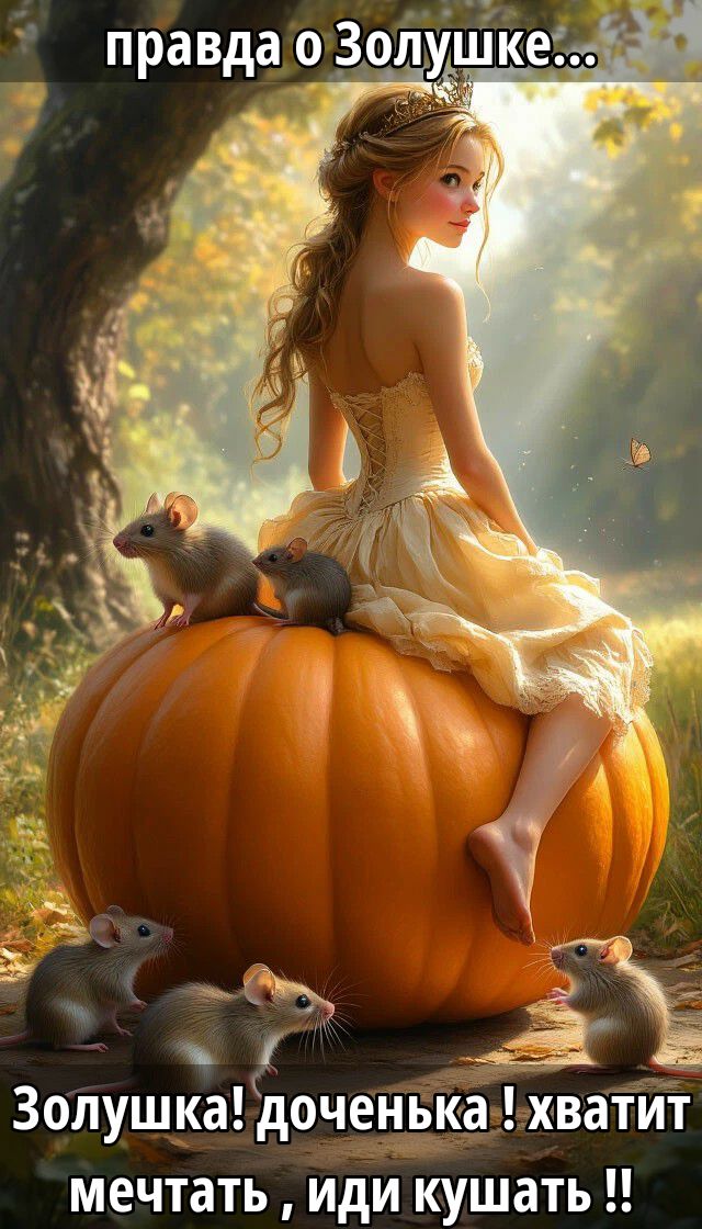 правда о Золушке...\nЗолушка! доченька ! хватит мечтать, иди кушать !!