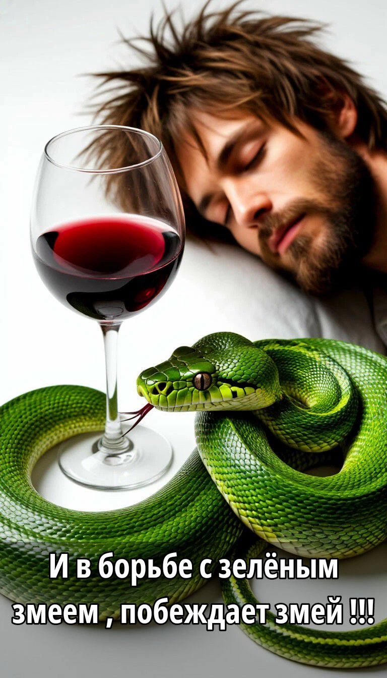 И в борьбе с зелёным змеем , побеждает змей !!!