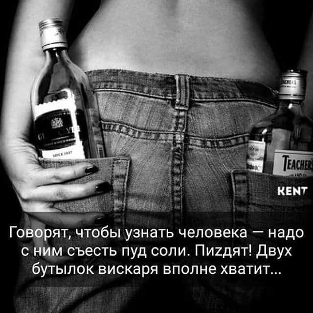 Го ят чтобы узнать человека надо с съесть пуд соли Пиидят Двух бутылок вискаря вполне хватит