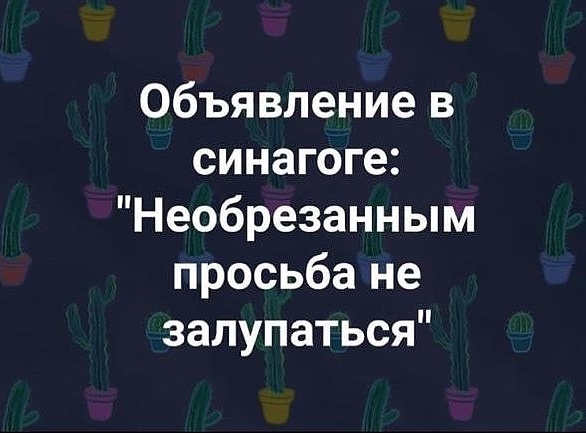 Объявление в синагоге Необрезанным просьба не залупаться